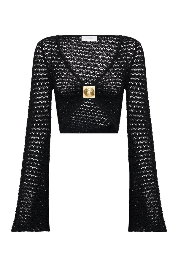 Mania Crochet Long Sleeve Cropped Top — packshot