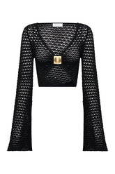 Mania Crochet Long Sleeve Cropped Top — packshot