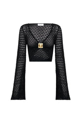 Mania Crochet Long Sleeve Cropped Top — packshot