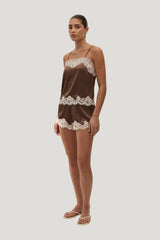 Marisol Top Chocolate Lace — model side