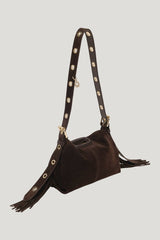 Suede leather mini Miss M bag — model front