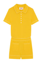 Knit playsuit with polo collar — packshot