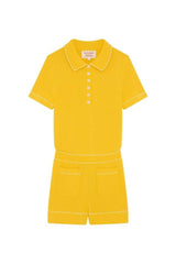 Knit playsuit with polo collar — packshot