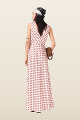Patterned silk dress — model back
