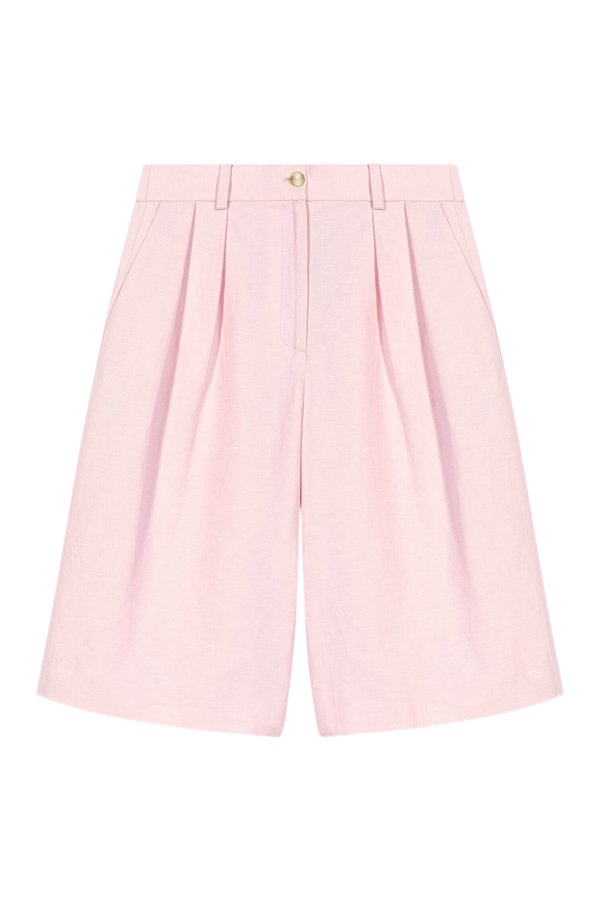 Pleated linen blend Bermuda shorts — packshot