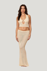 Miami Top - Ivory Shiny Knit — model front