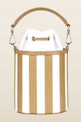 Micro Carina In Striped Champagne Leather — model back