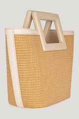 Micro Riviera In Raffia And Cream Leather — model front