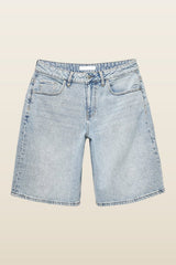 Mid Waist Loose Denim Shorts — model back