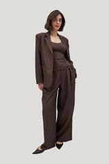 Mid Waist Suit Pants — model side