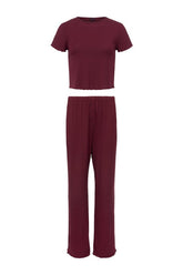 Mini Rib Pajama Set | Ruby — packshot
