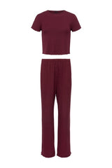 Mini Rib Pajama Set | Ruby — packshot
