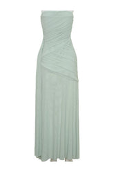 Monet Strapless Ruched Mesh Maxi Dress - Aqua — packshot