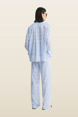 Monogram cotton-blend pj top sky — model back