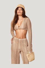 Montego Crop Top - Porto Cervo Gold — model front