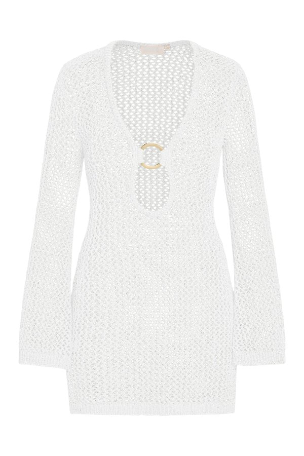 Montego Mini Dress - White Petit Crochet — packshot