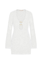 Montego Mini Dress - White Petit Crochet — packshot