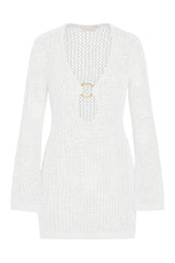 Montego Mini Dress - White Petit Crochet — packshot