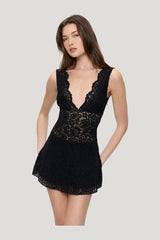 Moon Dance Lace Mini Dress — model side