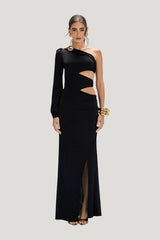 Moonlit Jersey One Sleeve Gown — model front