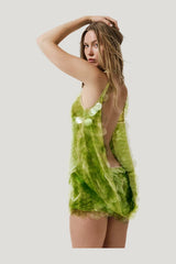 Museum jumpsuit in Matcha — model side