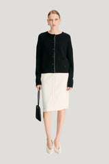 NICOLA Bicolor cashmere cardigan — model front