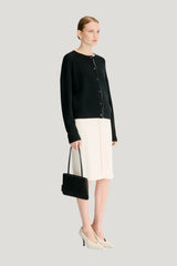 NICOLA Bicolor cashmere cardigan — model side