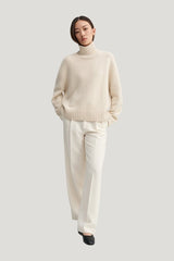 Nola Turtleneck Sweater, vanilla — model front