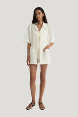 Noosa Mini Tee Dress - Natural — model front
