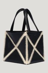 Origami Tote Mini - Alt-Nappa crochet tote - Black/Crème — model front
