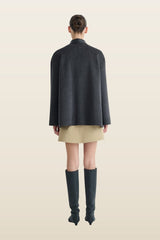 Jada - Regenerated leather jacket - Grey Melange/Black — model back