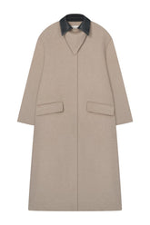 Rowina - Regenerated leather coat - Stone/Black — packshot
