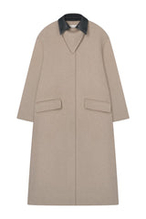 Rowina - Regenerated leather coat - Stone/Black — packshot