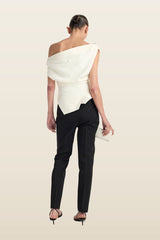 Off shoulder lapel top — model back