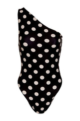 One Shoulder One Piece (Black Taupe Polka Dot) — packshot
