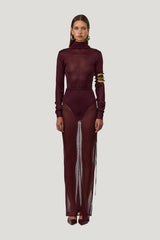 Open Back Knit Bodysuit (Merlot) — model front