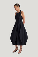 Open back tulip dress | night — model front