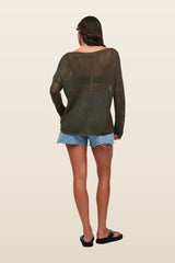 Open Knit Sweater | Darkest — model back