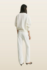Oversized crew knit macadamia — model back