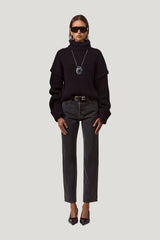Oversized Ribbed Wool Sweater — model front