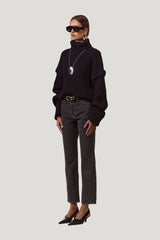 Oversized Ribbed Wool Sweater — model side