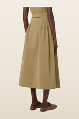 Pleated cotton Ottoman skirt - KAKI — model back