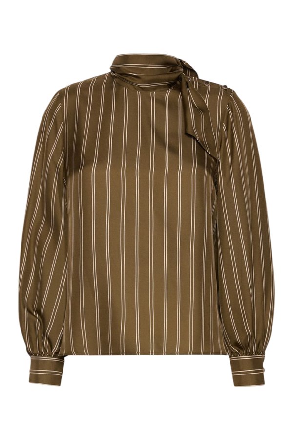 Stripe-print silk blouse - KAKI — packshot