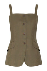 Glen plaid wool gilet - KAKI — packshot