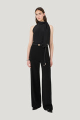 Sleeveless crepe de chine top — model front