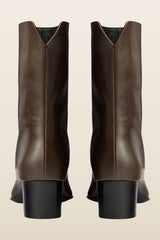Pace Ankle Boot in Mocha Leather — model back