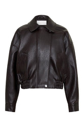 Paige Faux Leather Cropped Jacket - Cherry — packshot