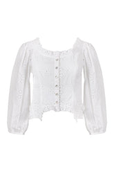 Palisade Top In White Eyelet — packshot