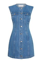Penn Button Front Denim Mini Dress - Summer — packshot