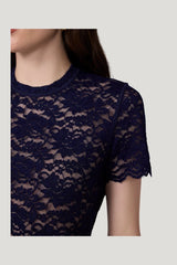Perfect Short Sleeve Lace Top — model side